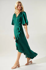 EMERALD GREEN SHORT SLEEVE ABELIA HI LOW MAXI DRESS-Sugarlips