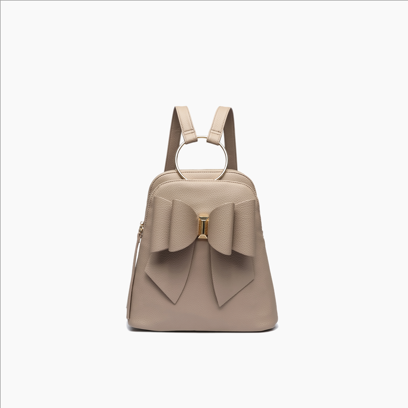 TAUPE JASMINE BOW BACKPACK HANDBAG-Like Dreams