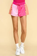 ATHLETIC PINK, LIGHT PINK AND ORANGE COLOR BLOCK SHORTS-TCEC