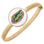 FLORIDA GATORS ENAMEL STATEMENT HINGE BANGLE IN WHITE-CANVAS Style