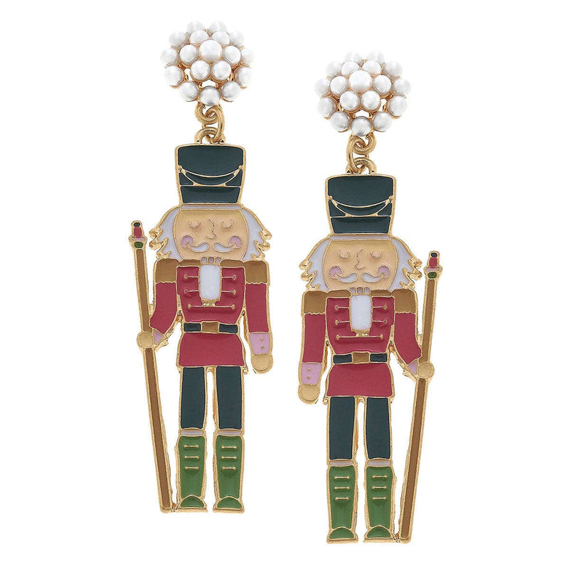 NUTCRACKER ENAMEL EARRINGS IN FUCHSIA & GREEN-CANVAS Style