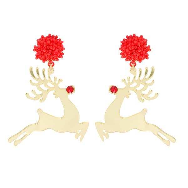 GOLD RUDOLPH STATEMENT EARRINGS-anbfashion