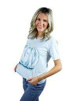 AUGUST BLEU PUMPKIN ON FALL V-NECK BABY BLUE SHORT SLEEVE GRAPHIC TEE-Sissy Boutique