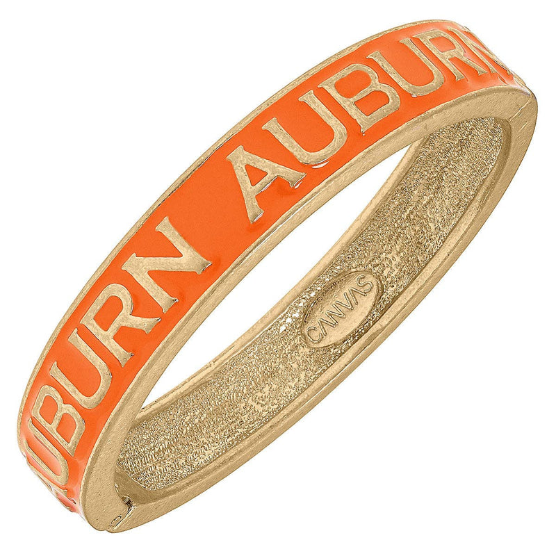 AUBURN TIGERS ENAMEL HINGE BANGLE IN BURNT ORANGE-CANVAS Style