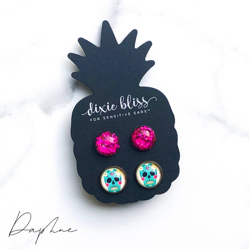 DIXIE BLISS - DAPHNE SUGAR SKULL STUD SET-Dixie Bliss