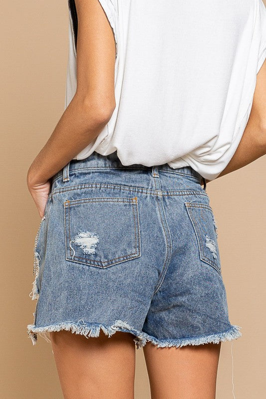 Pepe Jeans Distressed Women Blue Denim Shorts - Buy Pepe Jeans Distressed  Women Blue Denim Shorts Online at Best Prices in India | Flipkart.com