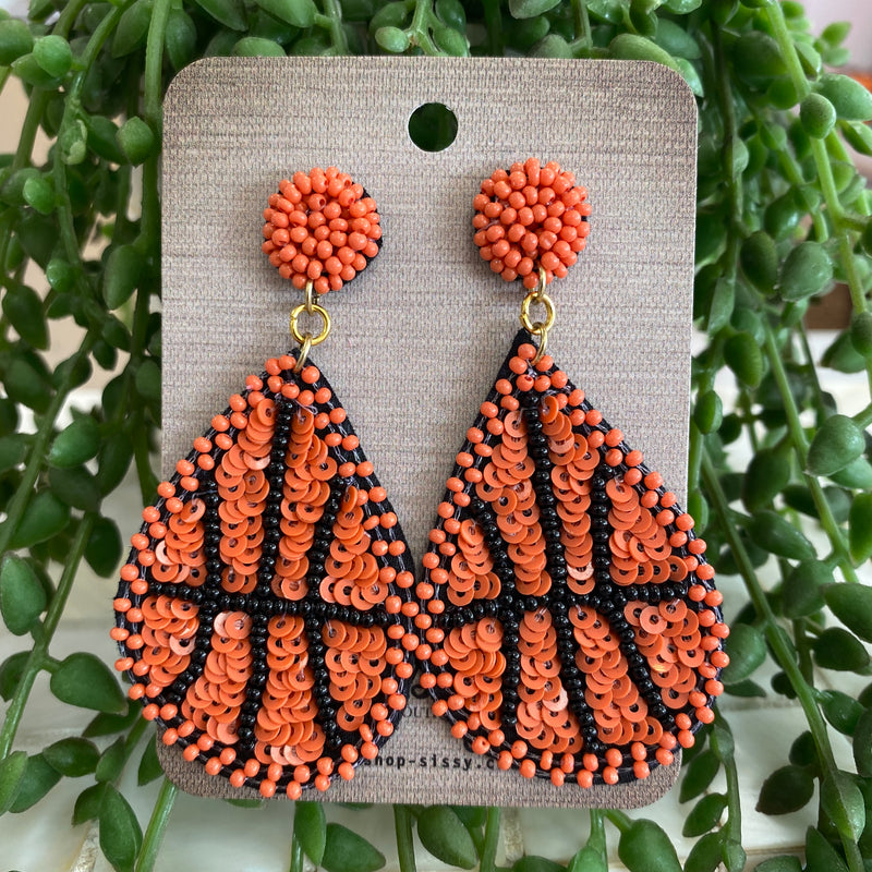 SEQUIN BASKETBALL DROP EARRINGS-Sissy Boutique