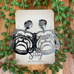 RHODIUM LARGE BULLDOG EARRINGS-Sissy Boutique