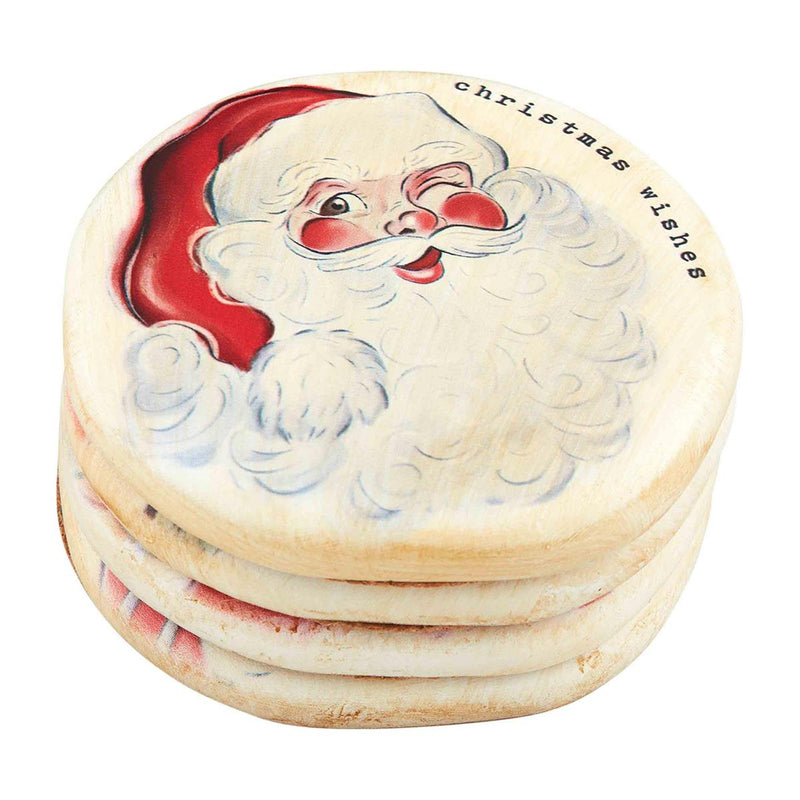 MUD PIE VINTAGE SANTA COASTER SET-Mud Pie