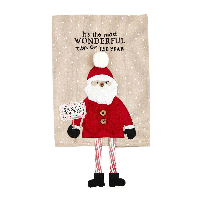 MUD PIE SANTA CHRISTMAS DANGLE LEG TOWEL-Mud Pie