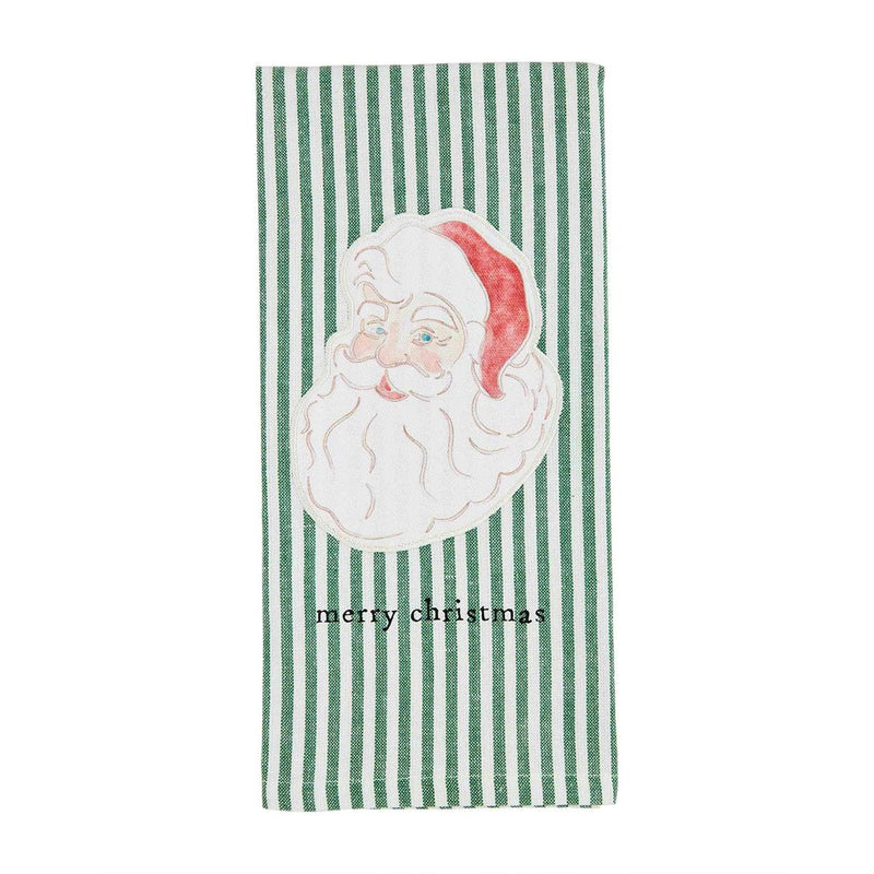 MUD PIE SANTA CHRISTMAS PRINTED PATCH TOWEL-Mud Pie