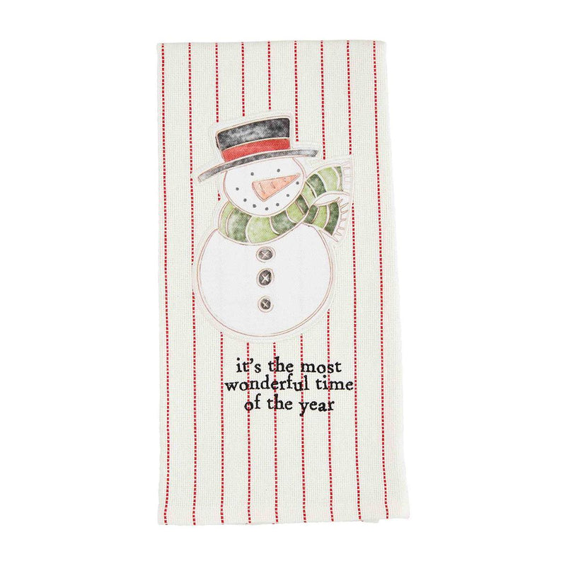 MUD PIE SNOW CHRISTMAS PRINTED PATCH TOWEL-Mud Pie