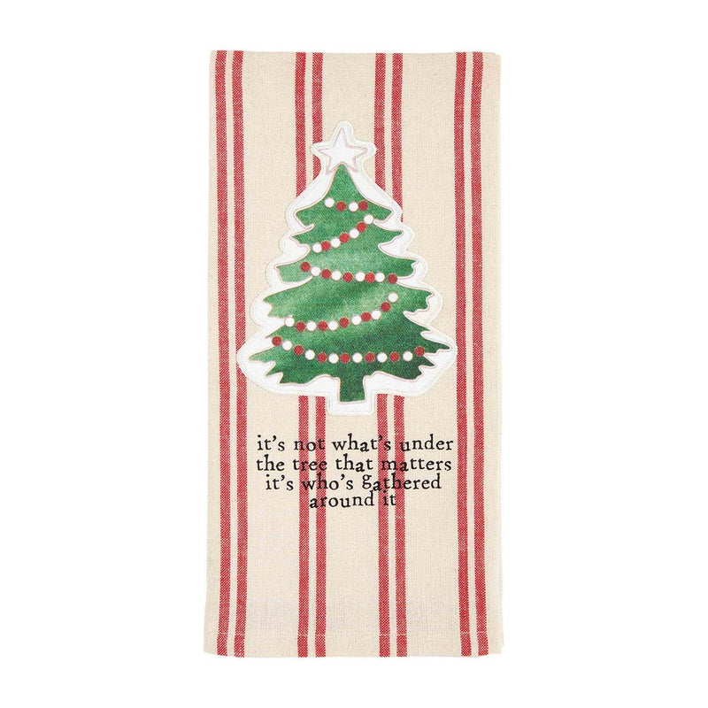 MUD PIE TREE CHRISTMAS PRINTED PATCH TOWEL-Mud Pie